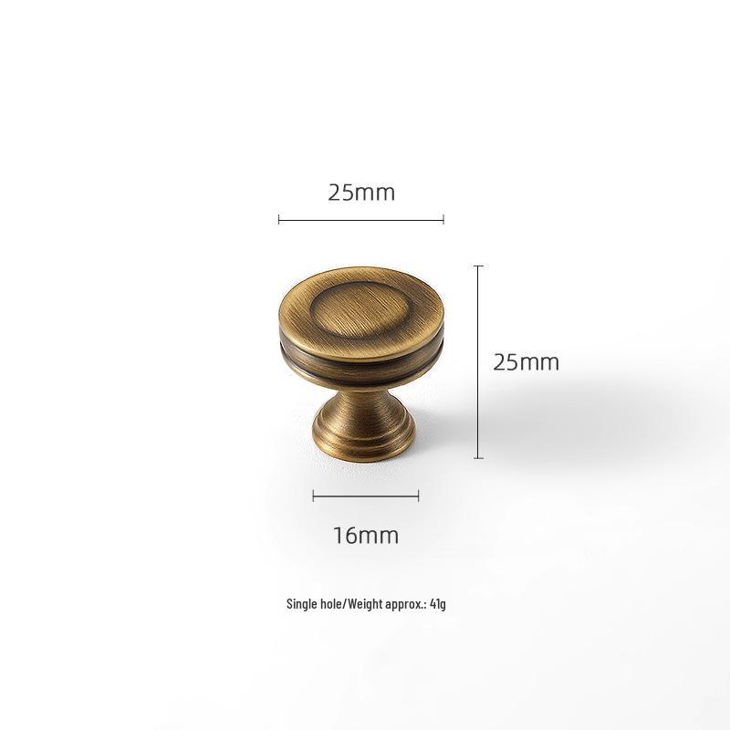 American Retro Brass Single-Hole Drawer Handle - French Vintage Style Pure Copper