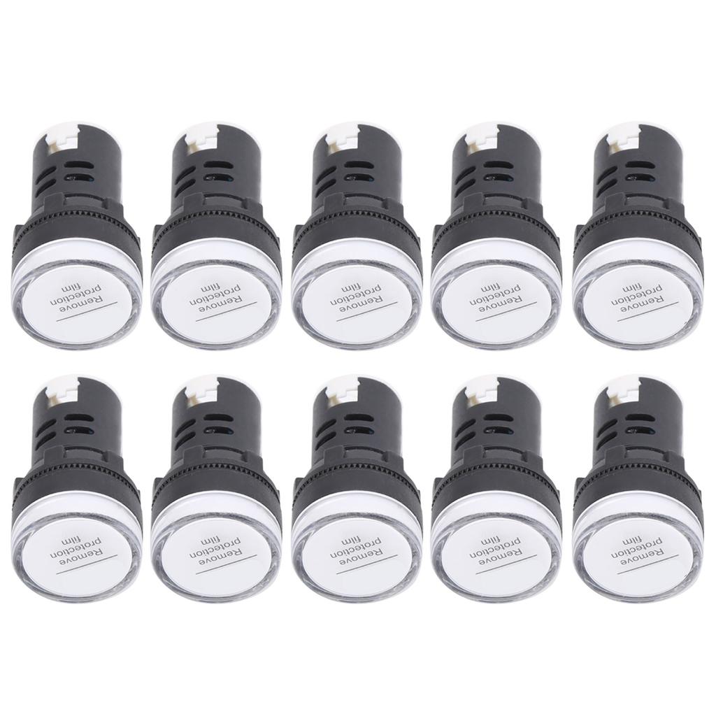 10Pcs AD16‑22DS LED Signal Light White High Brightness Indicator Equipment AccessoryAC220V