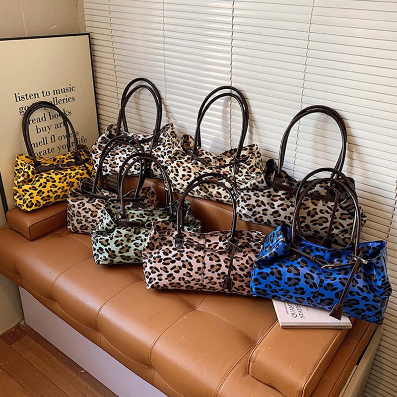 Vintage Leopard Print Tote Bag With Adjustable Buckle Strap Fashi Large Capacity Underarm Bag Casual Commute Handbag