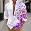 Herren Langarmhemd Polyester Umlegekragen Schmetterling Blumenprint