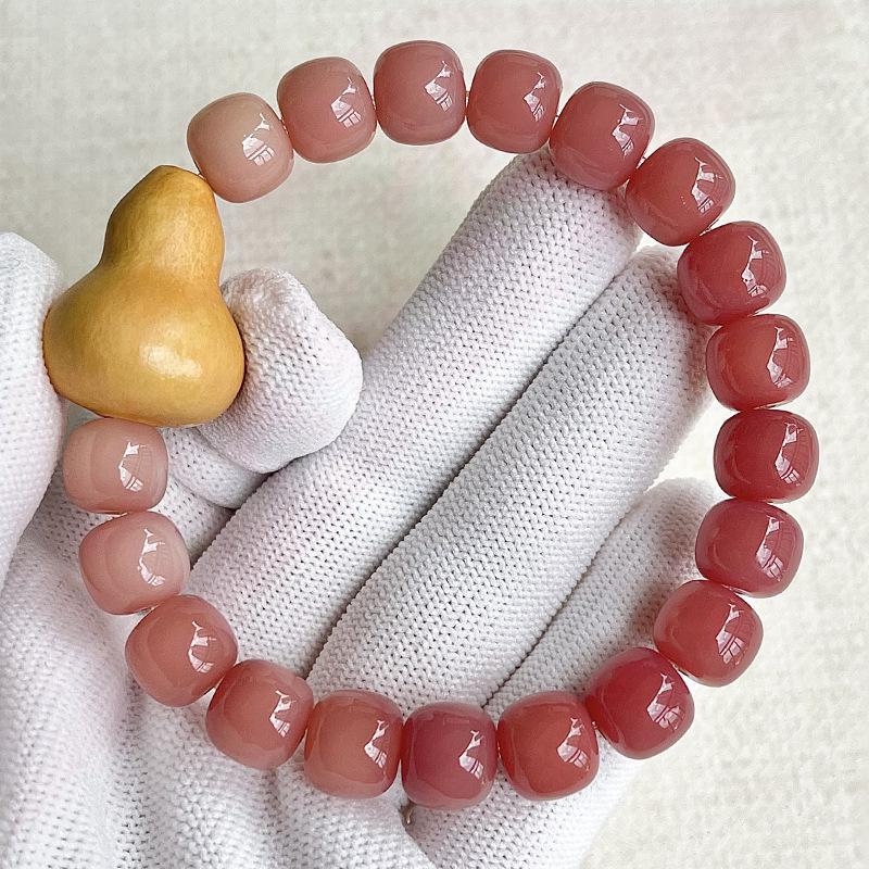 

«Женский браслет из натурального розового корня бодхи — мягкий и игривый дизайн в виде тыквы с деревянными буддийскими бусинами» 10*9mm виноградный