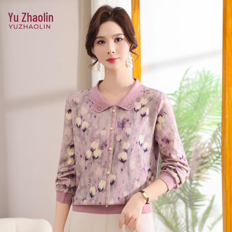 YUZHAOLIN Women s Plus Size Floral Lapel Long Sleeve Top 2XL
