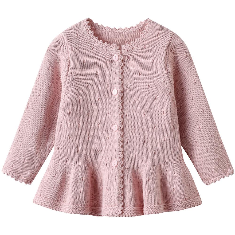 Spring and Autumn Infant Cotton Princess Baby Top Dress Sweater Coat Fashionable All-match Girl Knitted Cardigan
