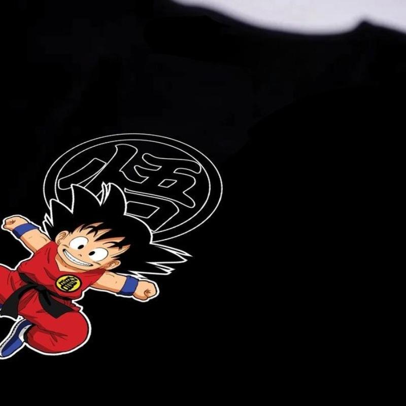 2025 Summer Dragon Ball Childhood Goku 100 Cotton Printed Tshirt Mens New Anime Printed Casual Japanese Loose Plus Size Y2k