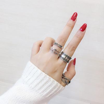 Vintage Wicker  Open Ring Fashion Silver Jewelry Women Men Fashion Gifts