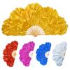 Folding Fan Waterproof 3-layer Petals Bamboo Handle Handheld Chinese Yangge Dance Fan Performance Prop for Performance