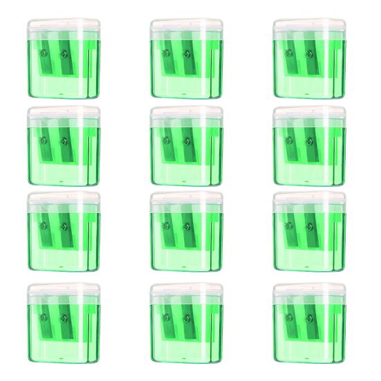 12Pcs Dual Hole Pencil Sharpener with Lid Compact Manual Sharpener for Standard And Jumbo Pencils Travel-friendly Pencil Sharpener