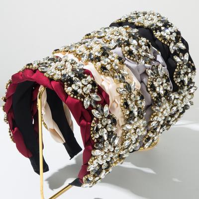 Baroque Rhinestone Headband For Women Luxury Braided Hairband Adult Hair Bands Accessories Wide Woman Hair Hoops Bezel Headwear