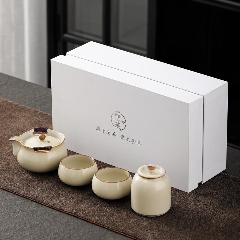 Set de ceai Ru kiln, ceainic ceramic portabil, cutie cadou pentru depozitarea ceștilor de ceai și cadouri de bunăstare pentru clienți.