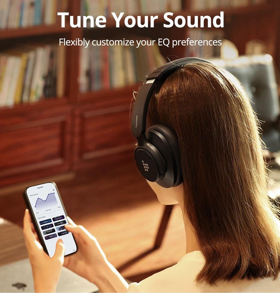 Tronsmart Sounfii Q20S ANC Headphones, Hybrid Noise Cancellation 40dB, 60H Playtime, Hi-Res Audio, Bluetooth 5.3, APP Control, Dual Device Pairing