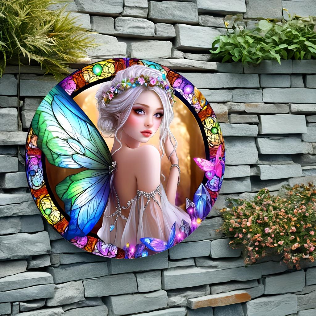 Träälvkrona Blomsterkrans Art Deco Träskylt, Rund Väggdekoration, Vintage-inspirerad Multifunktionell Hem- och Utomhusaccent