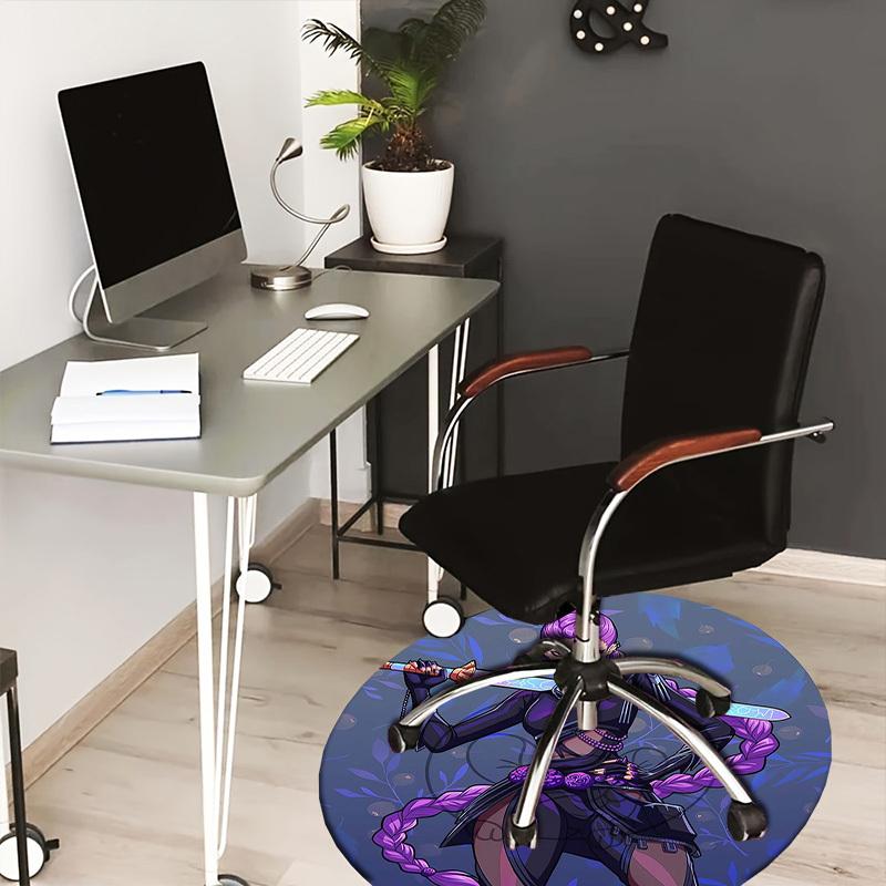 

1pc Purple Warrior with Sword and Braid Round carpet, Made of Polyester,Perfect for Decorating Office Chairs, Living Rooms,fplt252 80cm by 80cm