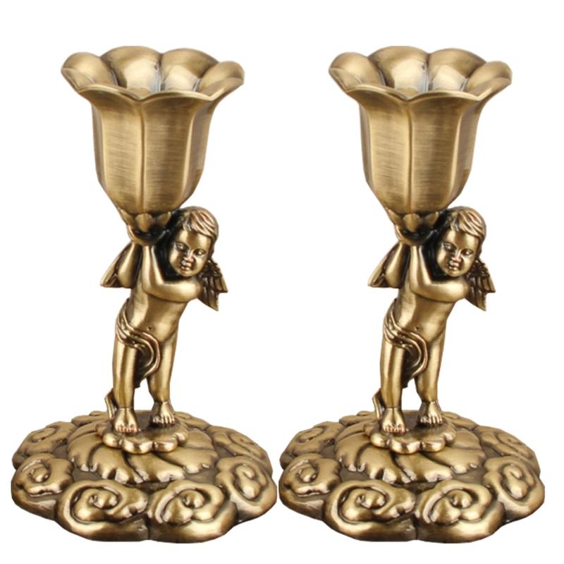 

Винтажный держатель ангела металлический цинковый сплав подсвечник 2 шт орнамент ремесла дропшиппинг бронзовый