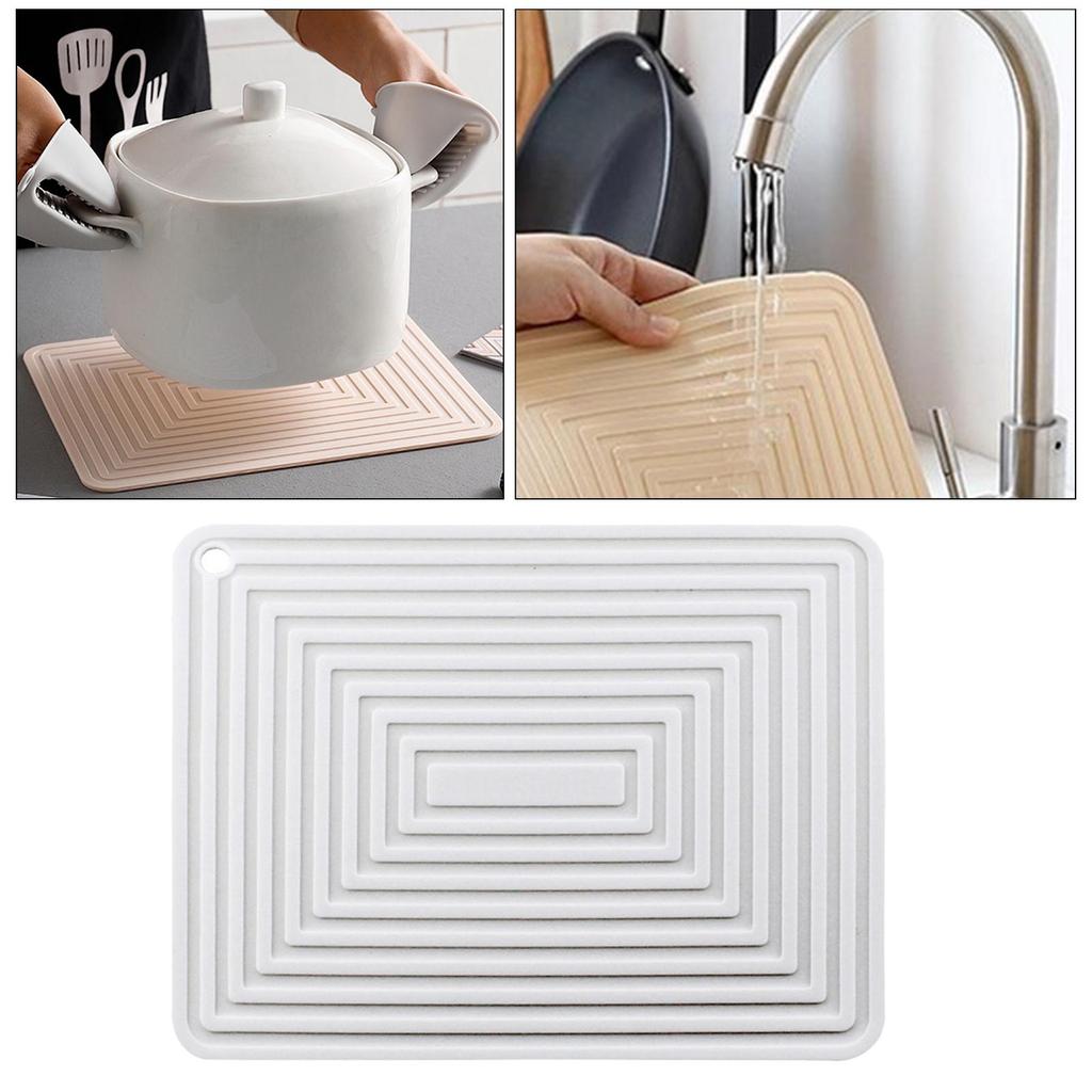 Waterproof Non Slip Drying Pad Hot Pot Holder Heat Resistant Silicone Drain Pad