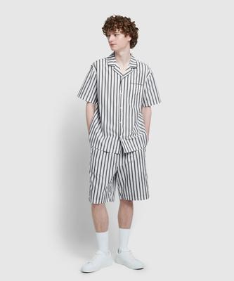 [JAJU] 60-Count Cotton Half-Sleeve & Shorts Pajama Set - Light Navy [Shipped from Korea] 100% Authentic