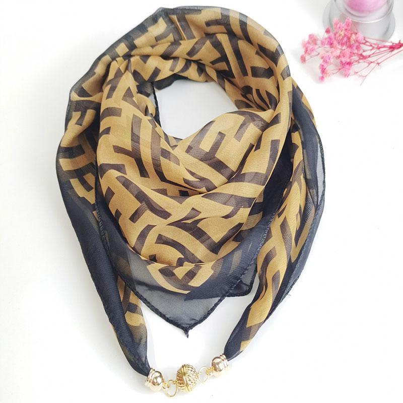 1Pc Scarf Versatile 65CM Fashion Magnetic Clasp Gift Neck Scarf Sweet Printed Chiffon