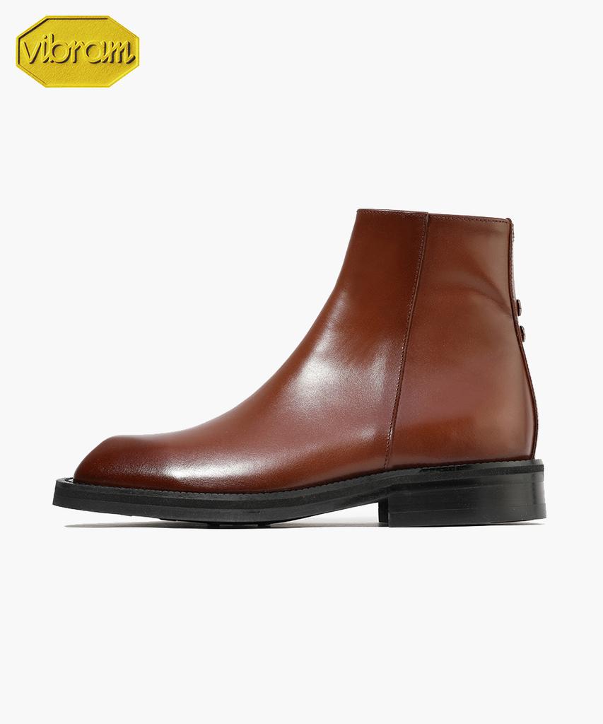 Firenze Atelier [Vibram] Volume Square Toe Standard Rubber Sole Zipper Boots 9420-Z [Wine Brown]