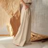 Women's Fashion Solid Color High Waist Casual Button Cotton Linen Wide Leg Pants