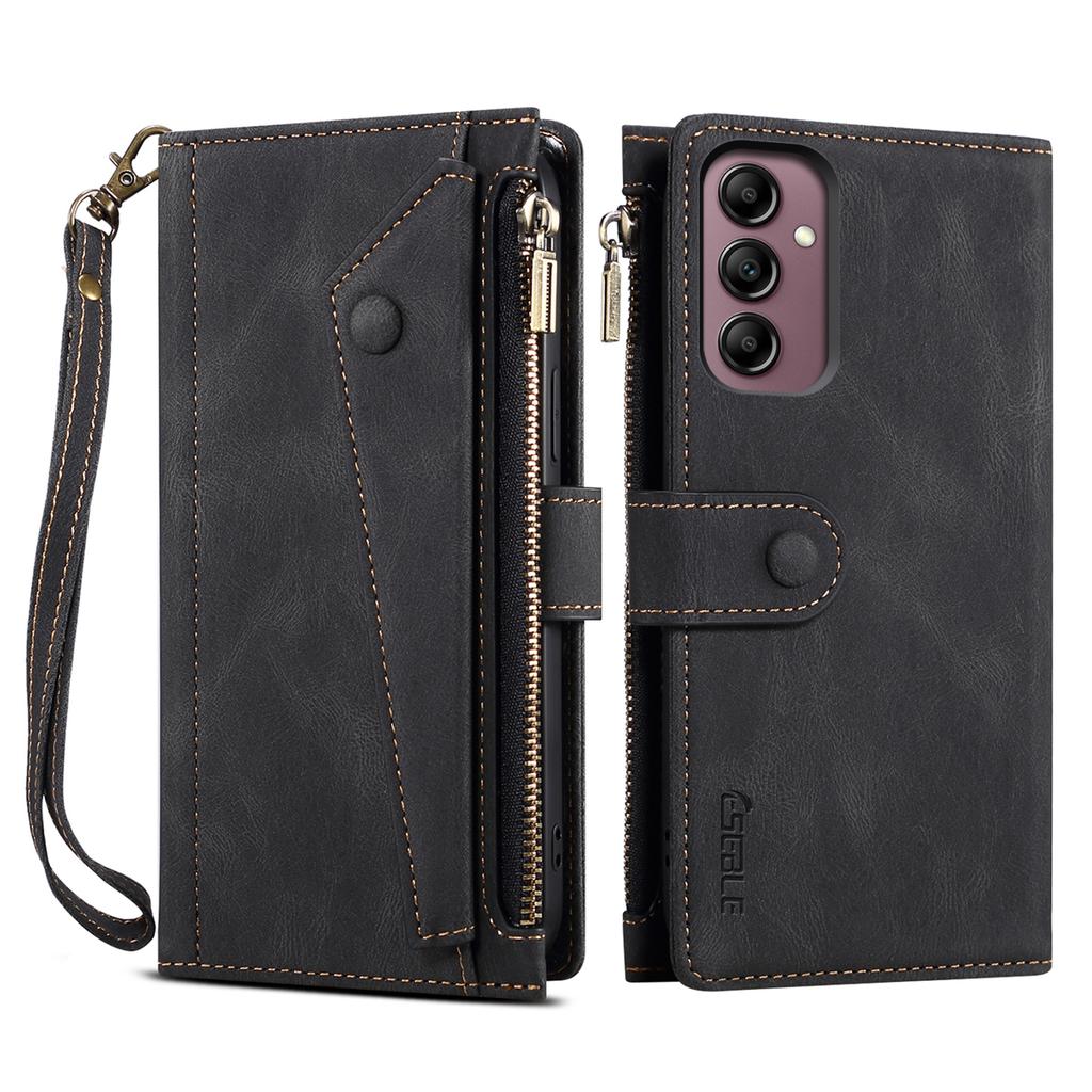 ESEBLE Star Series For Samsung Galaxy S25 FE Case Zipper Wallet Leather Stand Phone Cover with Wrist Strap