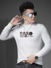 European Long-Sleeve T-Shirt for Men 2025 Autumn New Half-Turtleneck Top Men's Trendy Printed Rhinestone Base Shirt
