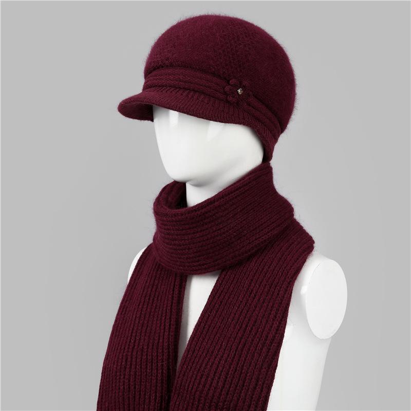 Wool Hat Women'S Season Velvet Warm Rabbit Hair Mother Hat Ear Protection Cold Foreign Gas Knitted Hat