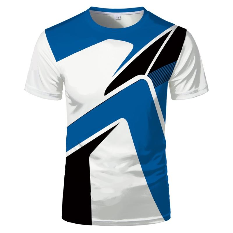 Summer Simple, Fashionable, Fast Drying, Loose and Breathable Gym, Table Tennis, Sports and Leisure Short Sleeved 3D Printed T-shirt S