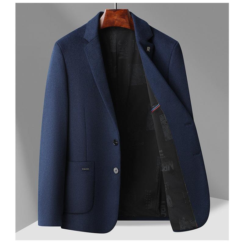 Podzimní a zimní lehký luxusní vlněný jednoknoflíkový trendy oblek s vestou pro středního věku a mladé muže