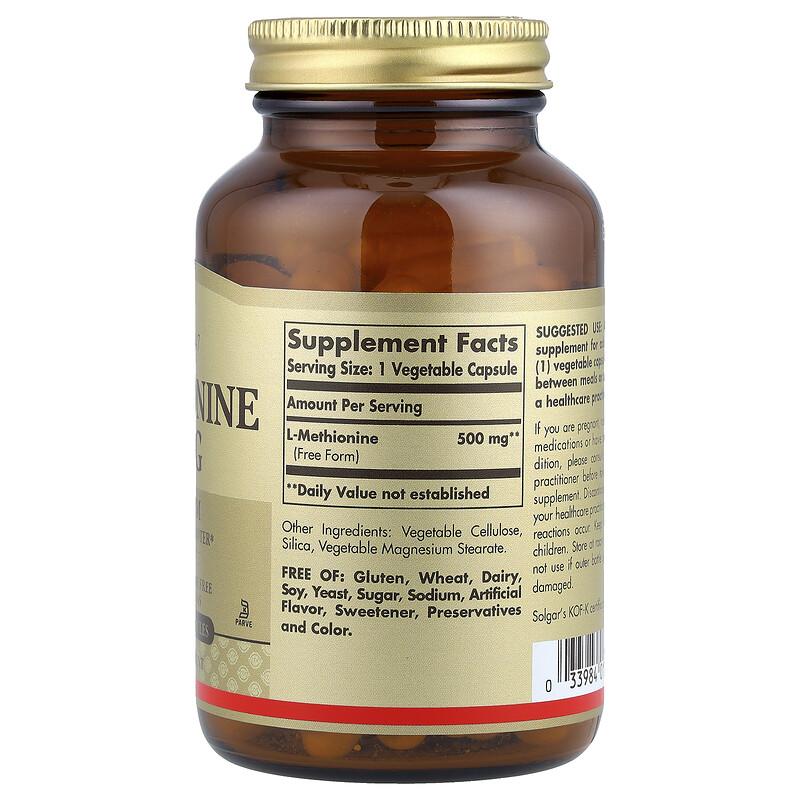 L-Methionine, 500 Mg, 90 Vegetable Capsules