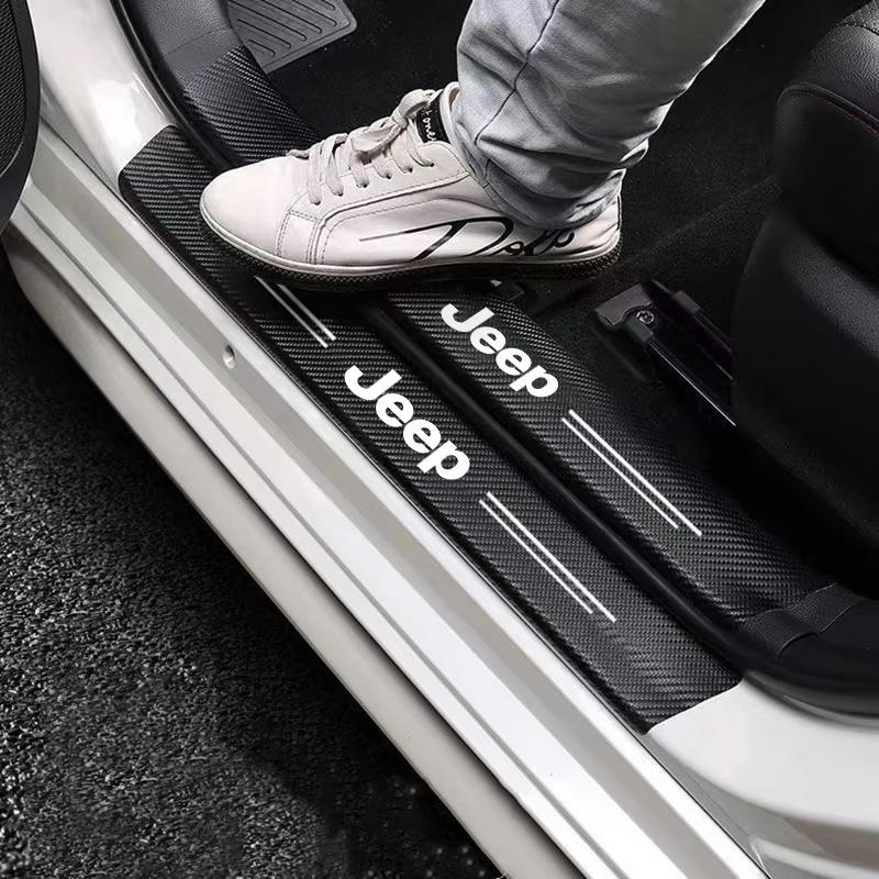 Dla Jeep Jeep Samochód Listwa Progowa Anti Stepping Naklejka Ochronna z Włókna Węglowego Dla Jeep Renegade Compass Grand Cherokee Wran
