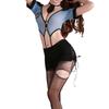 Sex lingerie policewoman uniform seduction one-piece suit sexy hollowed-out straps secretary hip skirt girl 11