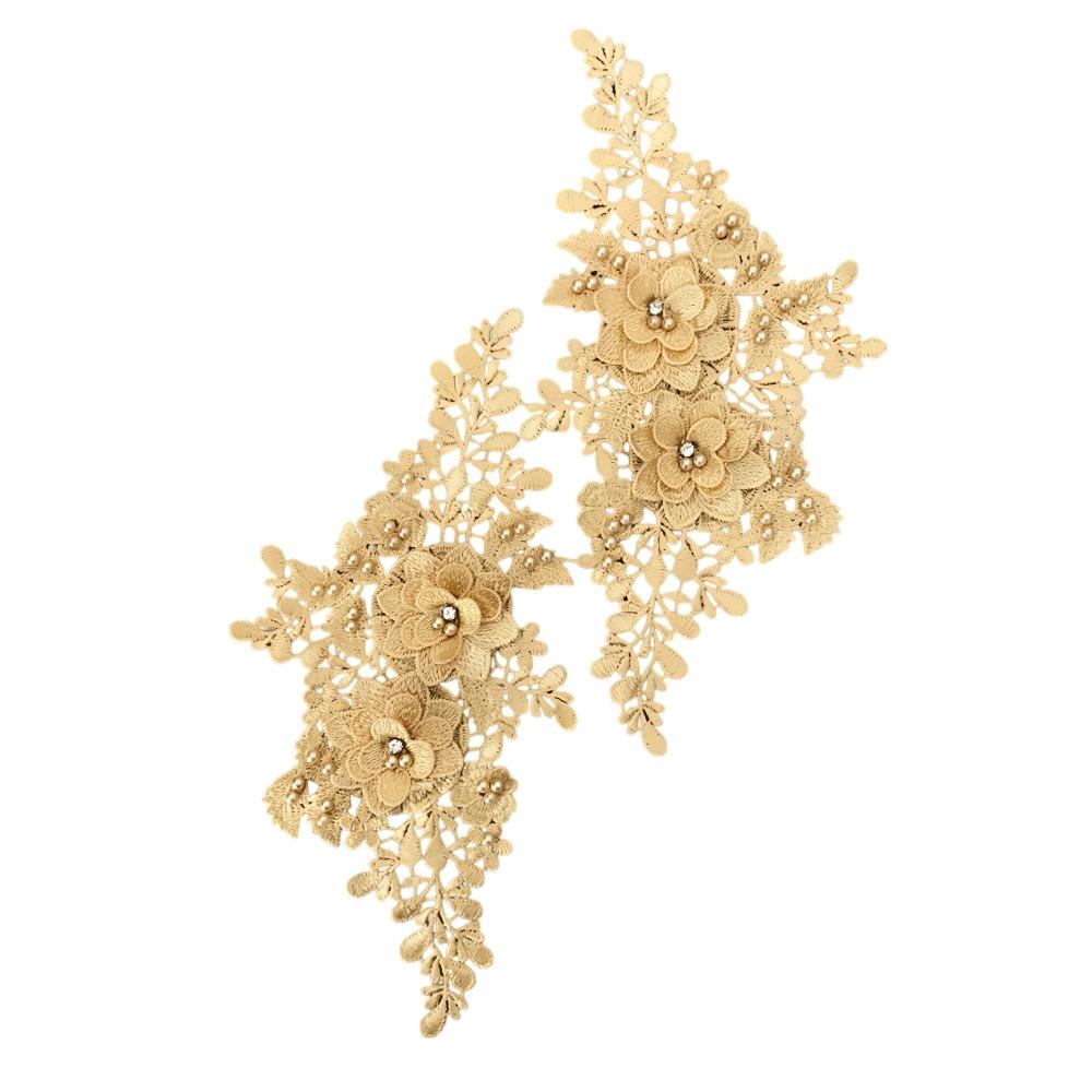 Cutout 3D Bead Embroidery Patch 3D Rhinestone DIY Sewing Corsage Accessories  Garment Decoration жёлтый