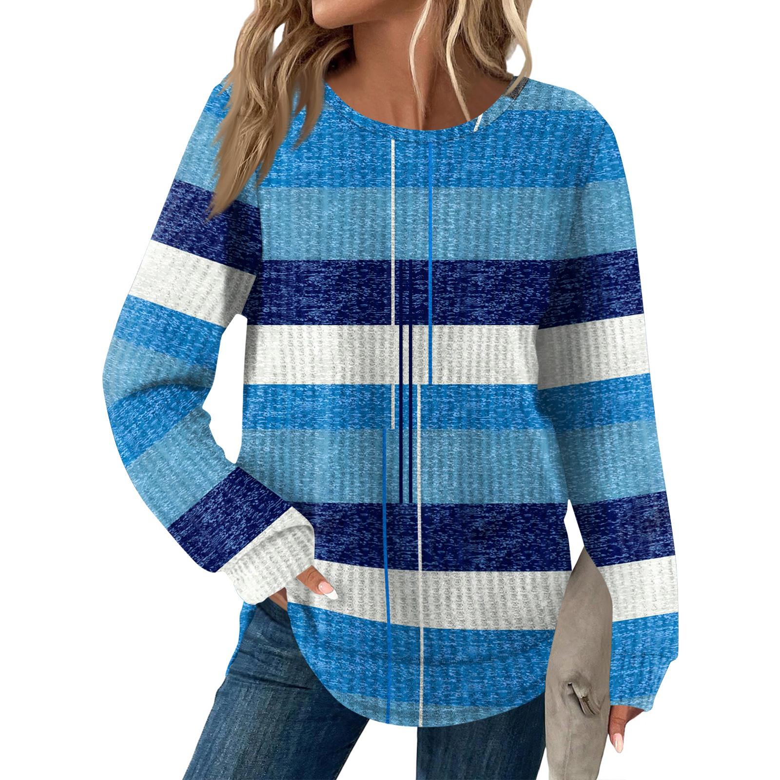 

Женский модный повседневный свободный топ с круглым вырезом и длинными рукавами с принтом XXL