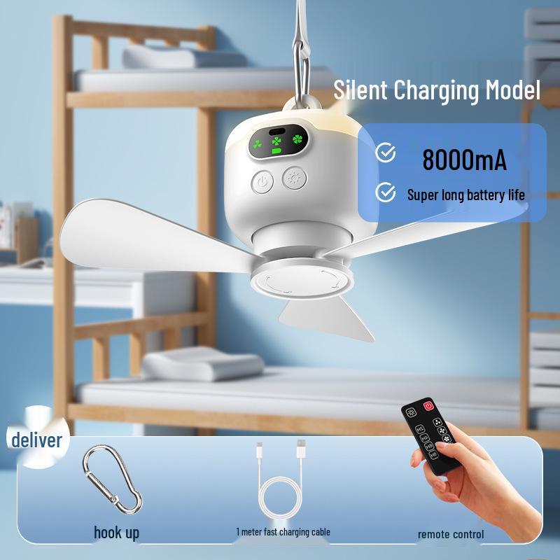 Portable USB Rechargeable Wireless Fan with Remote Control for Camping, Dorms, and Outdoor Use