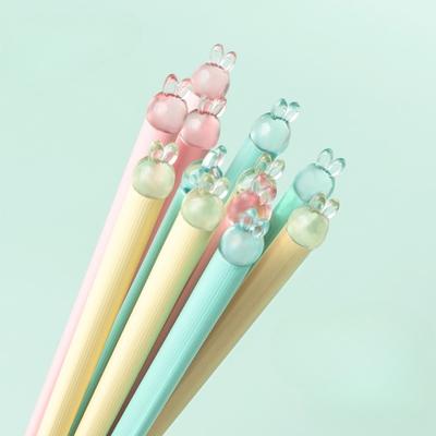 Cute Cartoon Rabbit-head Chopsticks for 6~12 Children Lunch Bento Box Tableware High-temperature PET Kid's Special Chopsticks