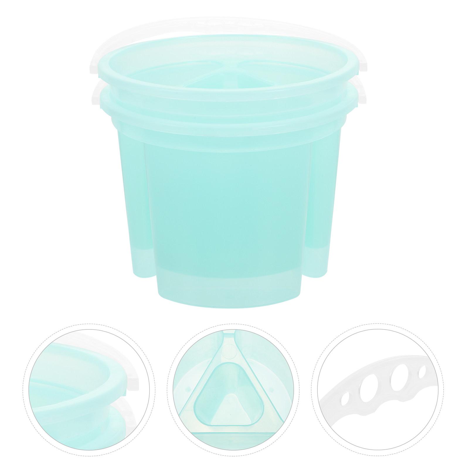 

2Pcs Artist Brush Basins Plastic Painting Buckets Sturdy Portable Brush Washer Color Mixing Plate Painting Water Pots Art China Mainland