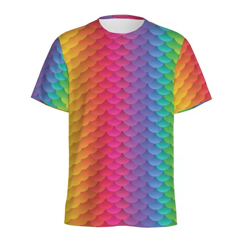 Funny Fish Scale Pattern 3D Print Tshirt Men and Women Summer Fashion Personality O Neck Short Sleeve T Shirt Casual Tee Top