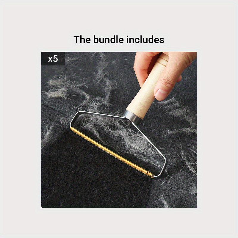 1pc Wooden Handle Shaver, Clothing Remover, Woolen Coat, Manual Shaver, Stainless Steel Double-sided Hair Remover