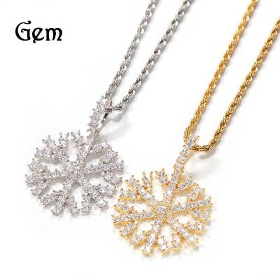 European & American Christmas Snowflake Zircon Pendant Necklace