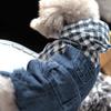 Warm Dog Winter Jacket Small Breeds Teddy Style Four-Legged Denim Harness Coat Fall