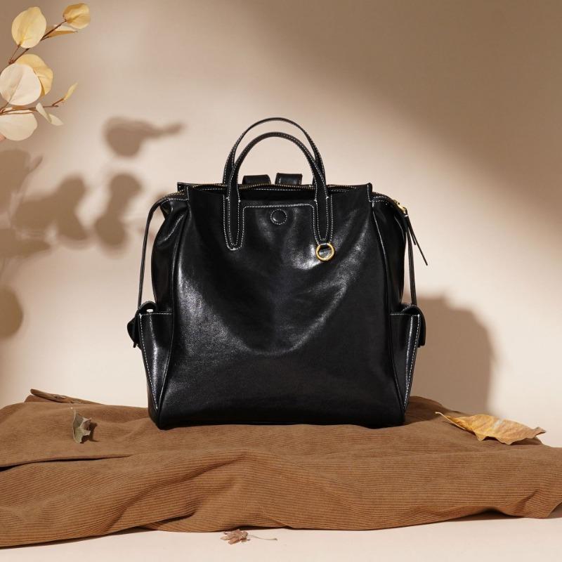 

Genuine Leather Bag, Retro Women s Bag, Computer Bag, Backpack One Size чорний