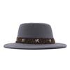 New big-brimmed top hat men's and women's retro British flat-top flat-brimmed woolen hat sun hat