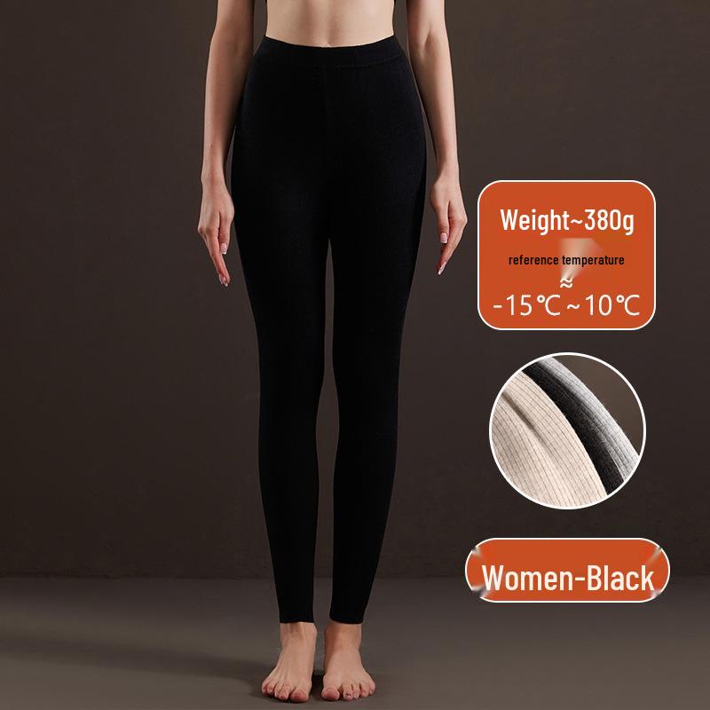 Men's and Women's High Waist Wool Cashmere Pants - Thick & Slim Fit for Winter Base Layer Wear