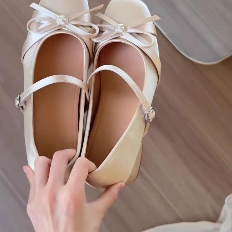 Женская обувь Весна Лето Повседневная Слипоны Круглый носок Узел Средний каблук Модная Универсальная Легкая Обувь для отдыха с низким подъемом 35 абрикосовый 3080₽