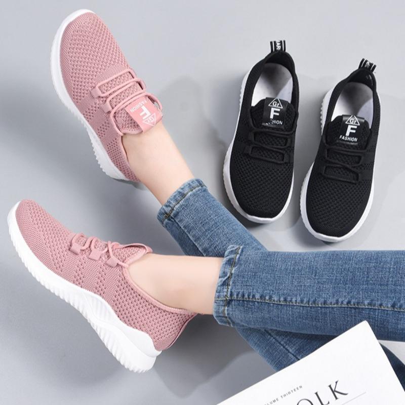 Women Fly Woven Mesh Running Shoes, Lightweight Breathable Casual Sneakers