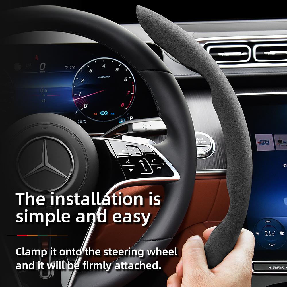 Suitable for Mercedes-Benz Anti-Slip Buckle Segmented Suede Steering Wheel Cover Suitable for E Class S C a Glc Suv Eqc Gle Gla Eqe Amg Eq C63 E63 