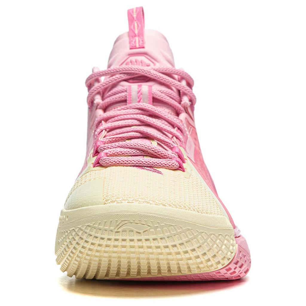 New LiNing Anti five 4 Cushioned Wear Resistant Breathable Mid Top Basketball Shoes Men's Pink Yellow ABFU015-2