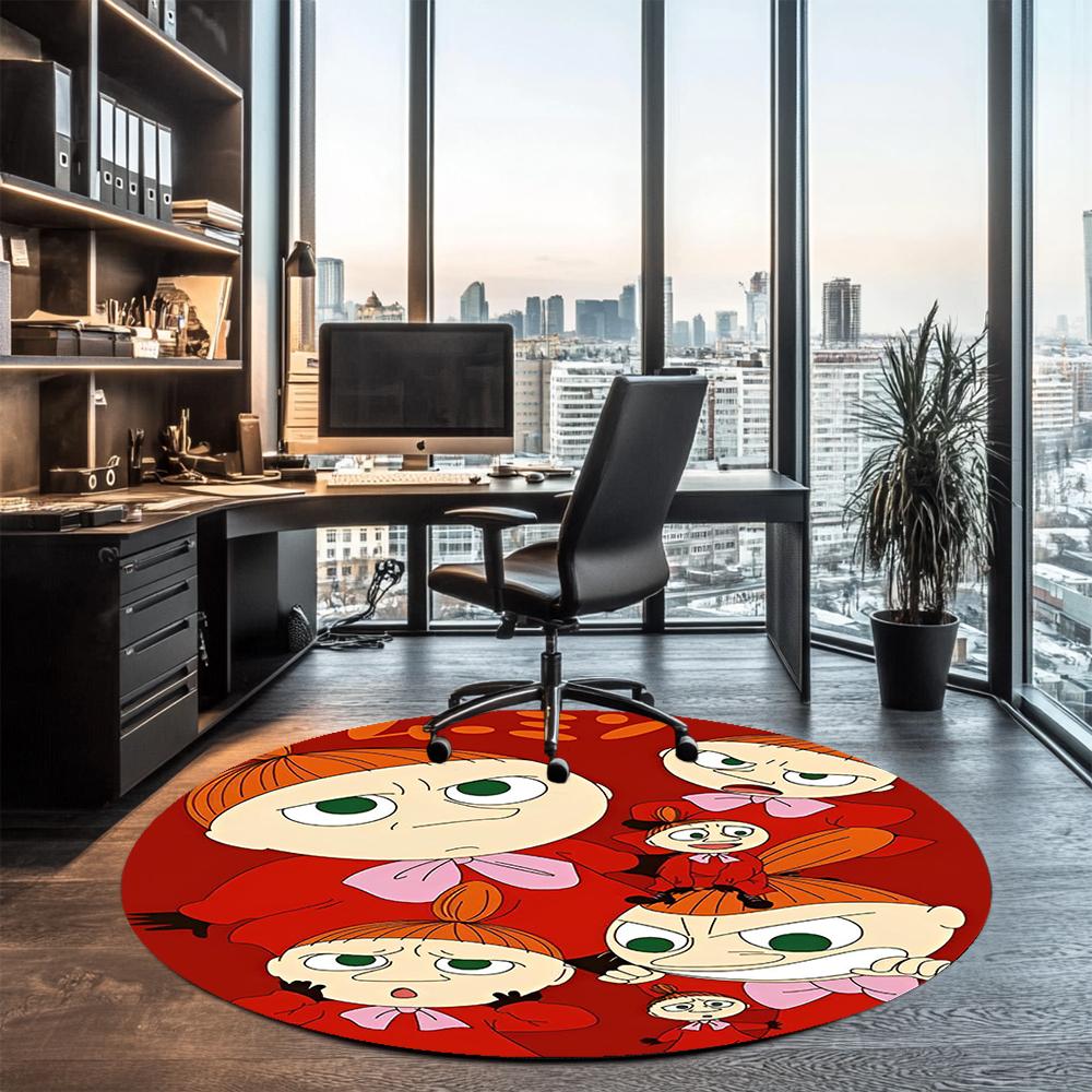 Little My Printed Round Rug Carpet Chair Rug Area Rug Entryway Doormats,for Office Chair Living Room Bedroom Kitchen Room.