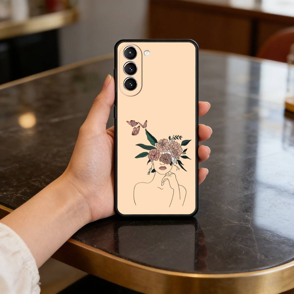G-Gentle G-Girl Pastel Phone Case For Samsung S25,24,23,22,30,21,10,9,Ultra,Plus,Lite,FE,4,5 G Soft Black Case Samsung S21plus