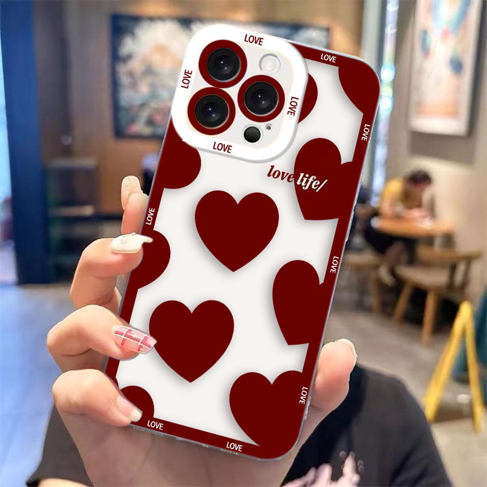 Lovely Love Heart Clear Phone Case For Samsung A03S A03 A04 A05 A05S A06 A7 A11 A10S A12 A13 A14 A15 A16 NOTE 10 20 ULTRA Case