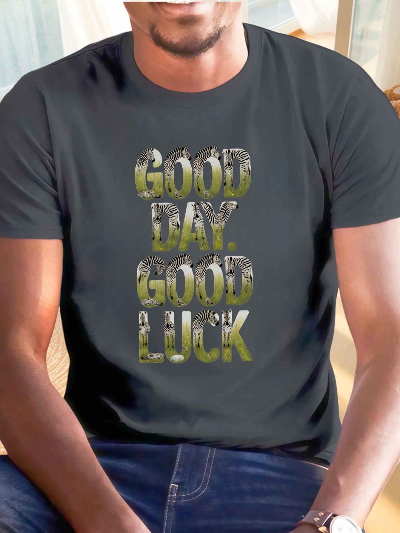 Good Day Good Luck Print Tee Shirt L